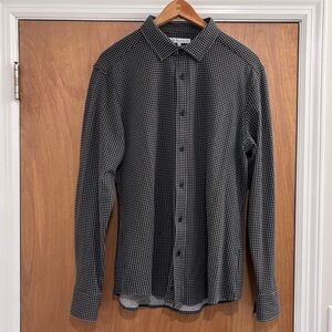 Vince Camuto Black and White Micro-Pattern Button-Down Shirt